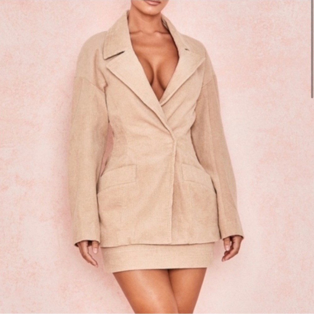 House Of CB Rose Camel Ada Corduroy Blazer and mini Skirt Set